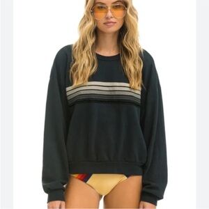 Aviator Nation Relaxed Fit Five Stripe Sweatshirt